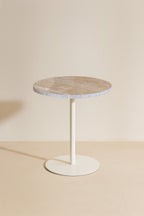 Travi - Meuble D'Appoint - Effet Travertin - Beige/Blanc