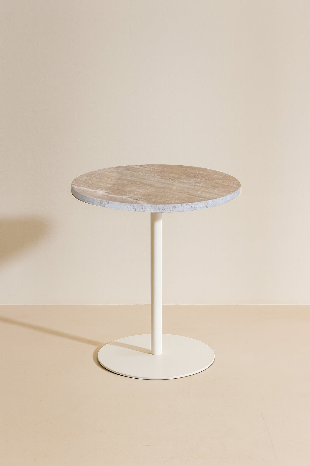 Travi - Meuble D'Appoint - Effet Travertin - Beige/Blanc