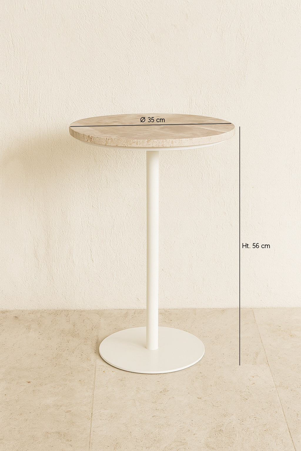 Travi - Meuble D'Appoint - Effet Travertin - Beige/Blanc
