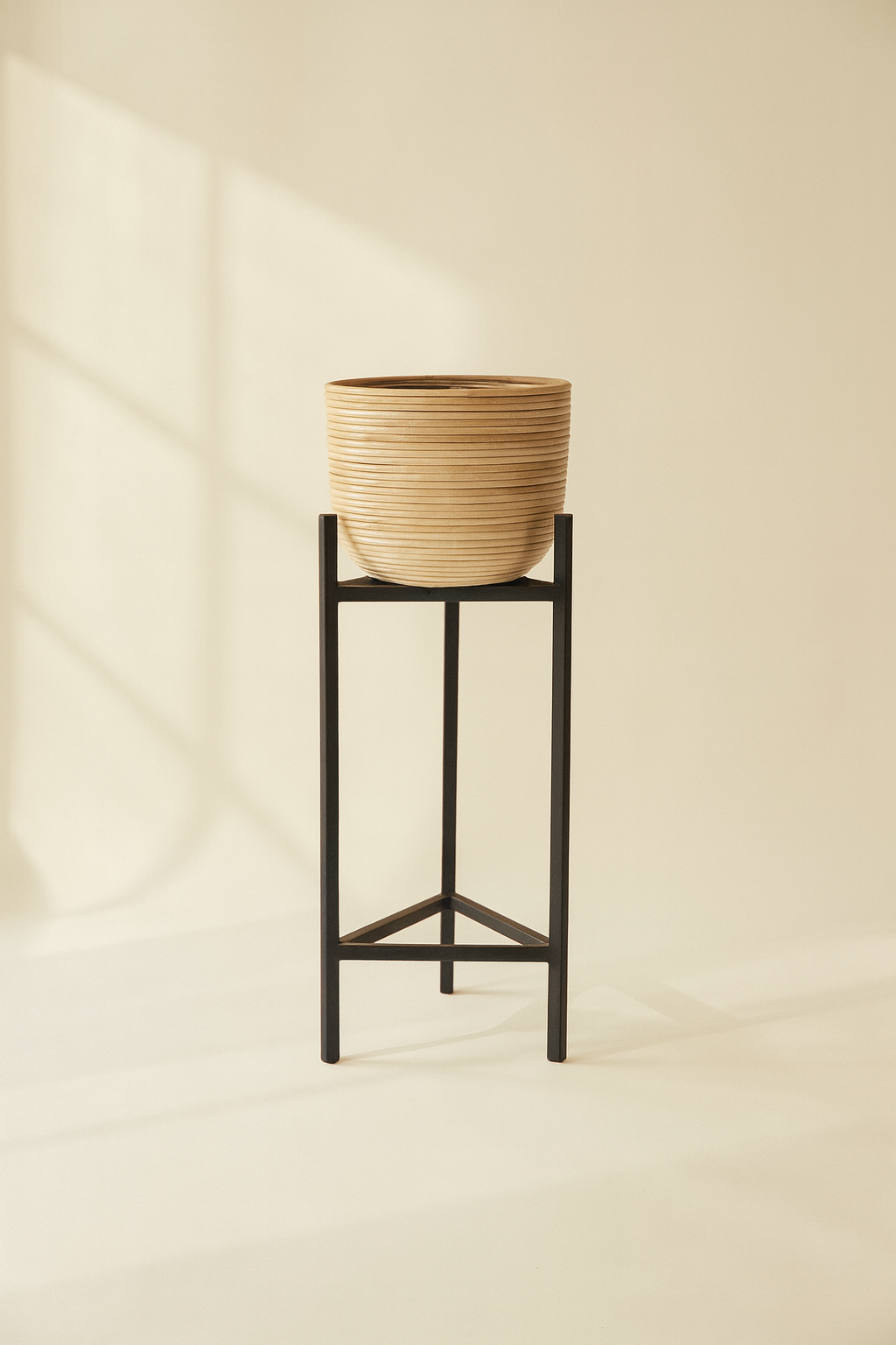 Lima - Cache Pot Medium - Rotin/Metal - Noir