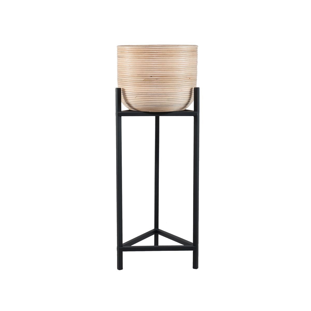 Lima - Cache Pot Large - Rotin/Metal - Noir