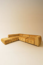 Twiggy - Canapé Angle 5 Modules - Velours Pané - Ocre Orangé