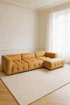 Twiggy - Canapé Angle 4 Modules - Velours Pané - Ocre Orangé