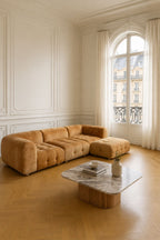 Twiggy - Canapé Angle 4 Modules - Velours Pané - Ocre Orangé