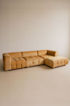 Twiggy - Canapé Angle 4 Modules - Velours Pané - Ocre Orangé