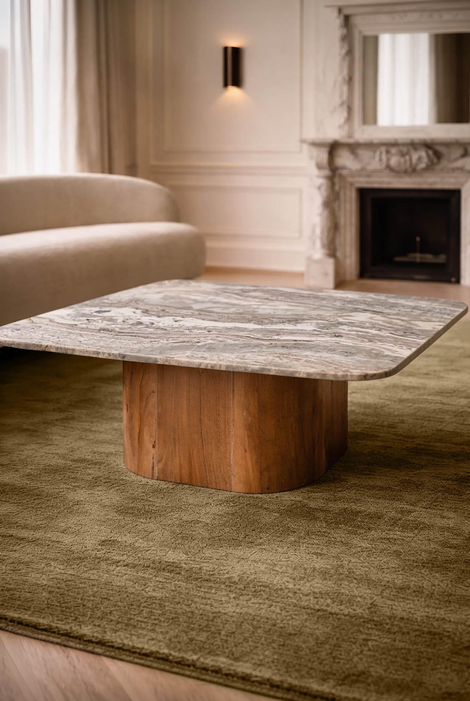 Bergen - Table Basse - Bois D'Acacia/Marbre - Gris