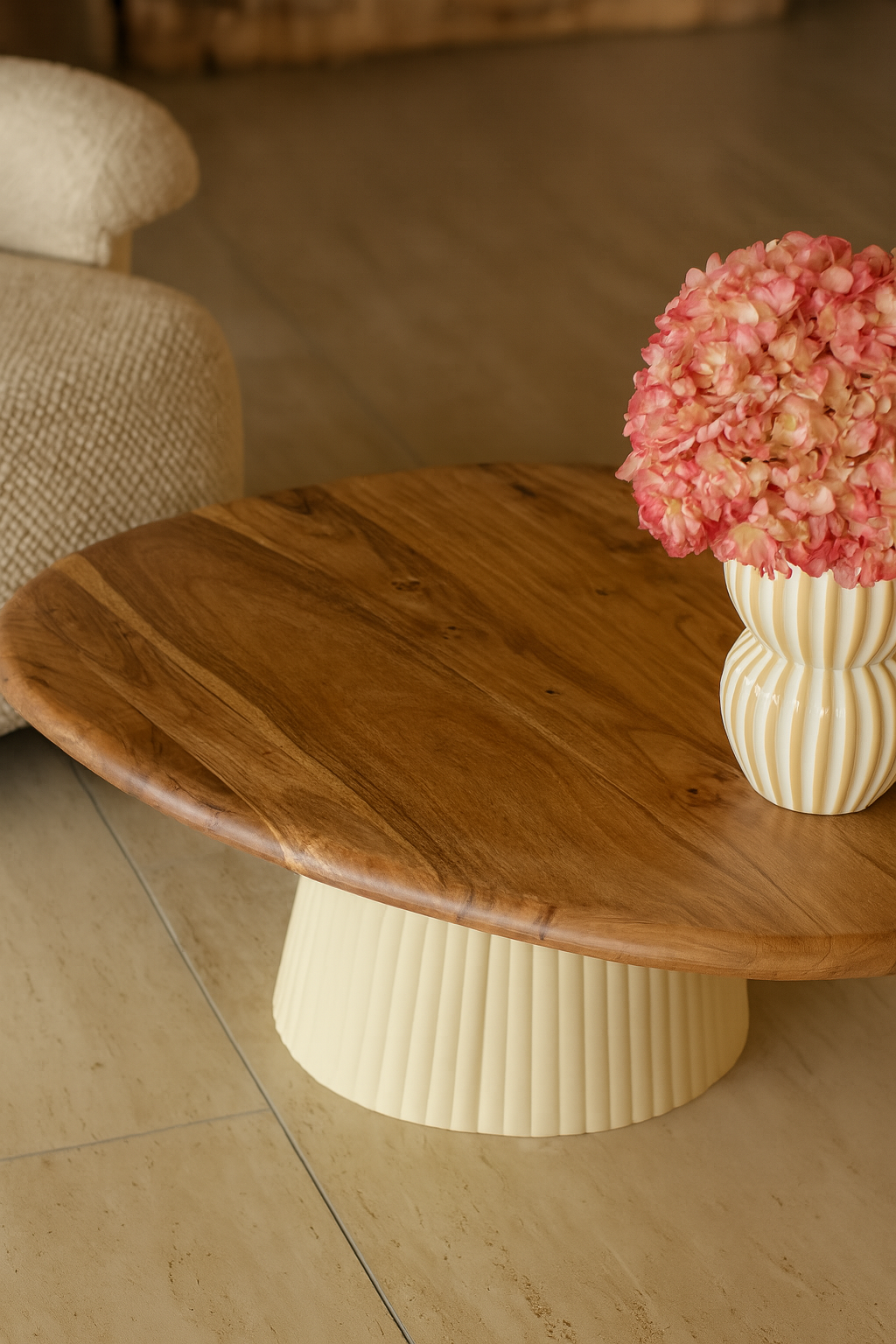 Malmo - Table Basse - Métal/Acacia/Bois - Ecru
