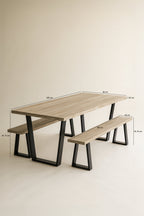Petit Ensemble Table Et Bancs Hera - Bois De Pin Et Acacia