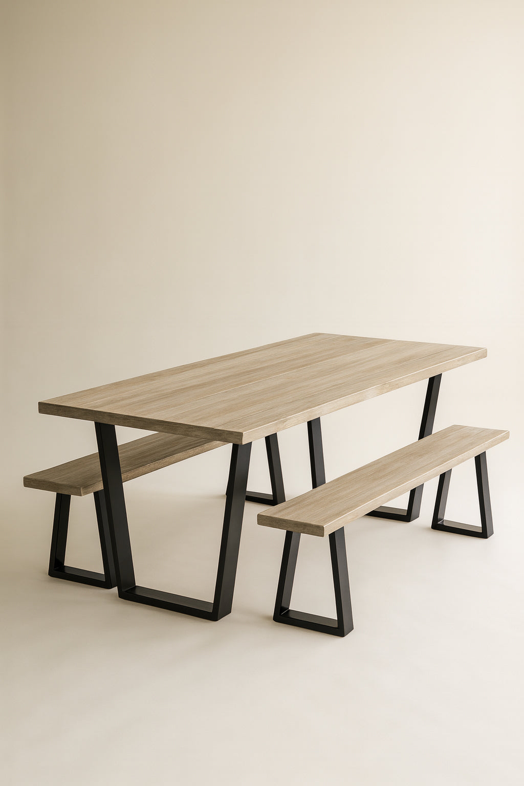 Petit Ensemble Table Et Bancs Hera - Bois De Pin Et Acacia
