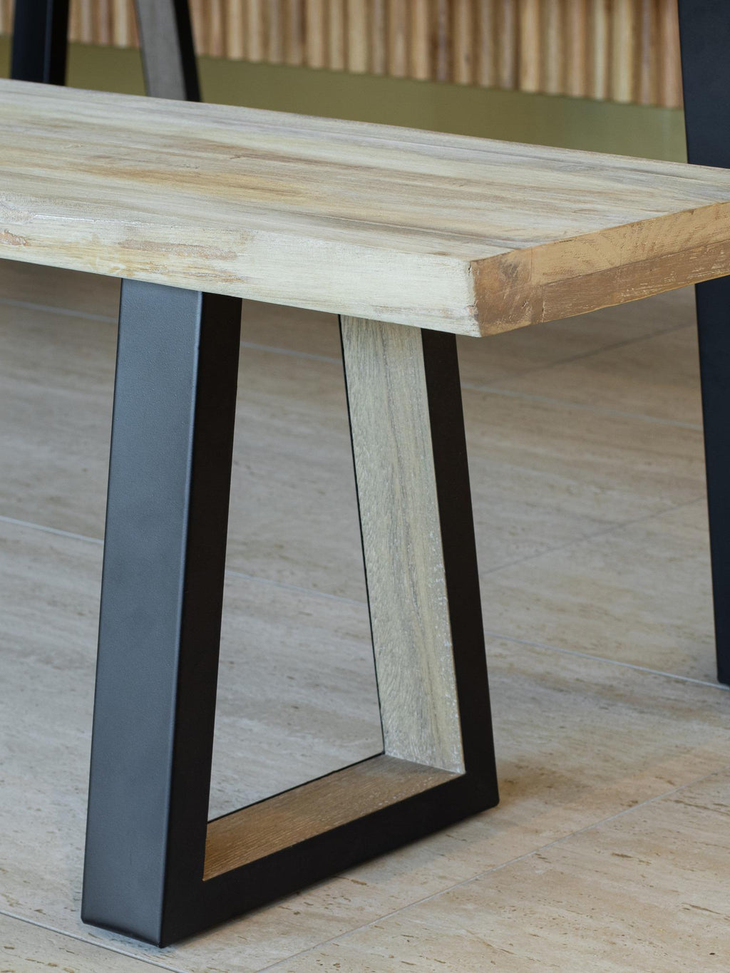 Hera - Lot2 Banc - Métal/Acacia/Bois - Noir/Naturel