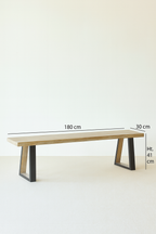 Hera - Lot2 Banc - Métal/Acacia/Bois - Noir/Naturel