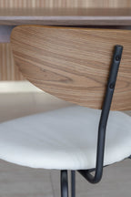 Riva - Ensemble Table Rectangle - Effet Noyer/Velours/Metal - Ecru/Noyer