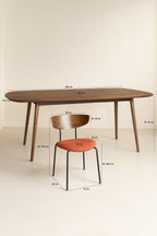 Metal - Ensemble Table Rectangle +6 Chaises - Velours Cotelé/Metal/Bois - Terrac