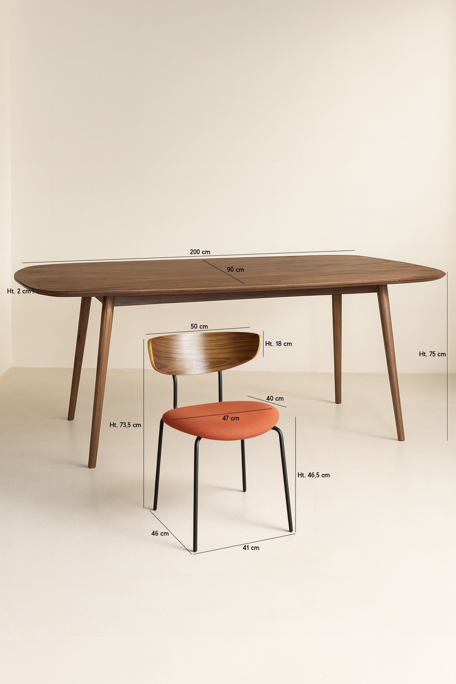 Metal - Ensemble Table Rectangle +6 Chaises - Velours Cotelé/Metal/Bois - Terrac