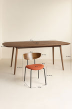 Metal - Ensemble Table Rectangle +6 Chaises - Velours Cotelé/Metal/Bois - Terrac