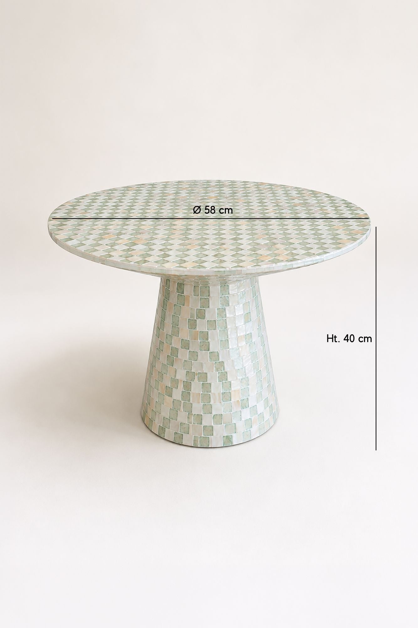 Zina - Table Basse Ronde - Coquille De Capiz - Vert
