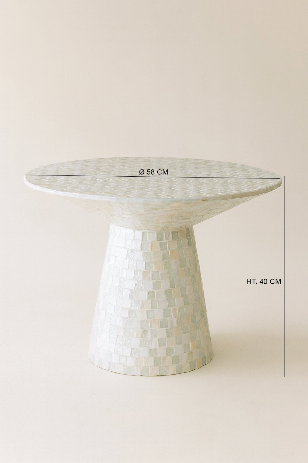 Zina - Table Basse Ronde - Coquille De Capiz - Vert