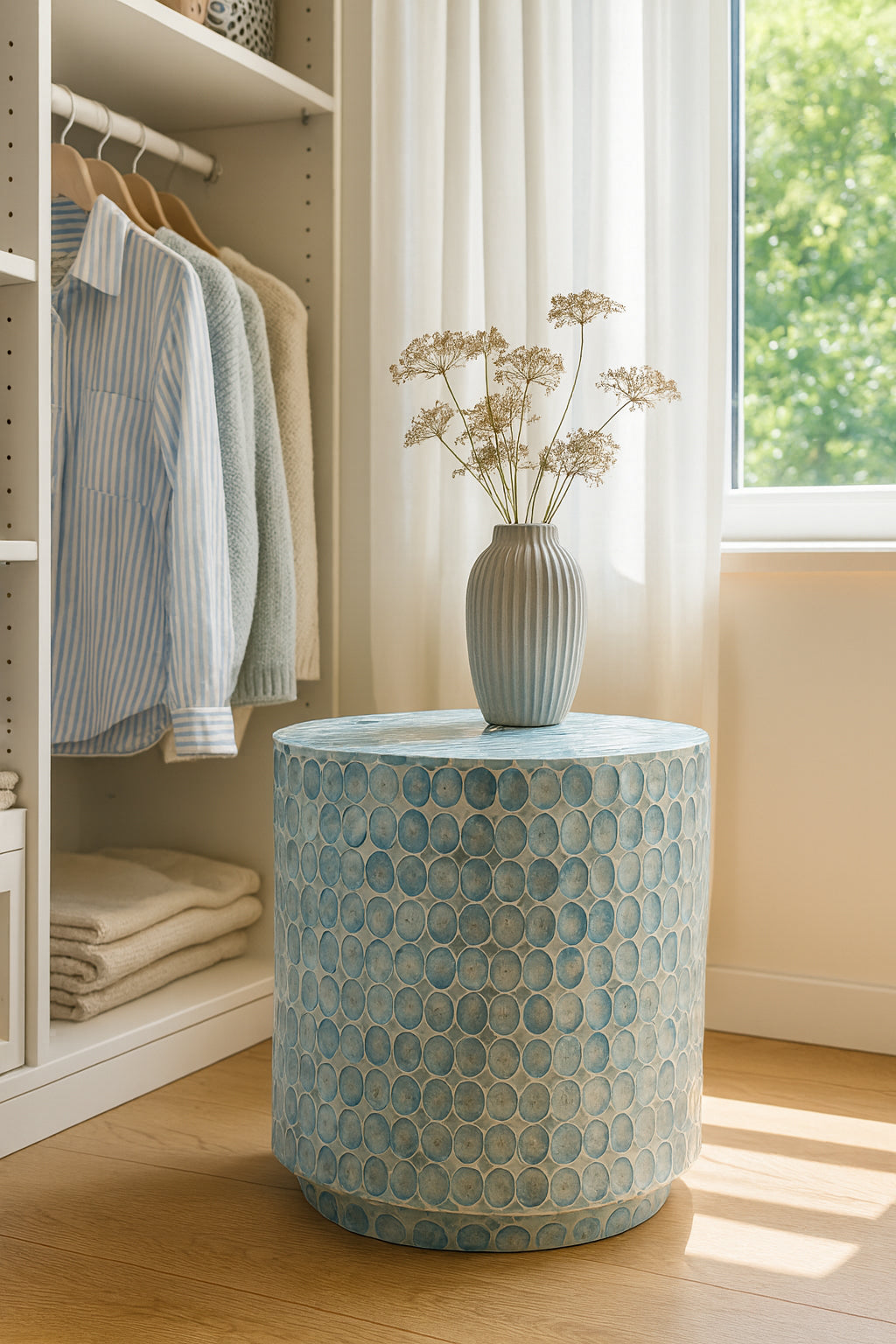 Solna - Meuble D'Appoint - Coquille De Capiz - Bleu