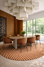 Quito - Ens Table 220Cm - Tissu Tweed/Effet Bois - Brique/Naturel