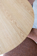 Quito - Ens Table 220Cm - Tissu Tweed/Effet Bois - Brique/Naturel