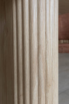 Quito - Ens Table 220Cm - Tissu Tweed/Effet Bois - Brique/Naturel