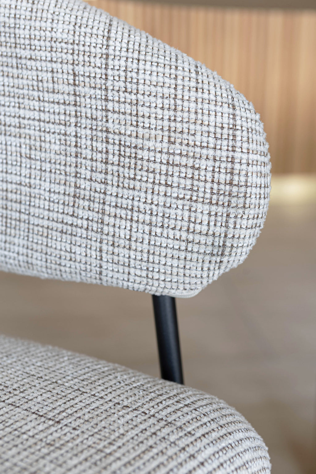 Quito - Ens Table 220Cm - Tissu Tweed/Effet Bois - Latte/Naturel