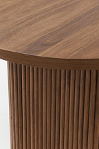 Gina - Ensemble Table Ova Le 230Cm +6Chaises - Tweed/Métal - Noir/Moka