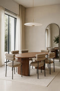 Gina - Ensemble Table Ova Le 230Cm +6Chaises - Tweed/Métal - Noir/Moka