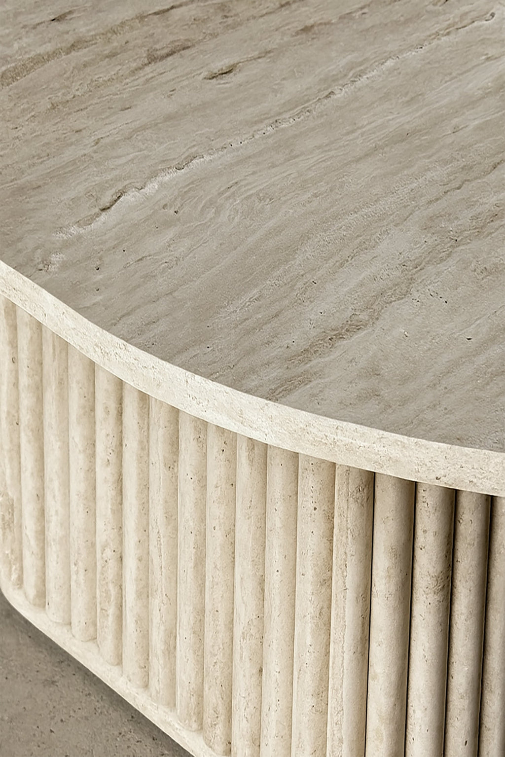 Susan - Table Basse Carré - Effet Travertin - Naturel
