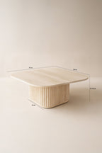 Susan - Table Basse Carré - Effet Travertin - Naturel