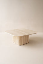Susan - Table Basse Carré - Effet Travertin - Naturel