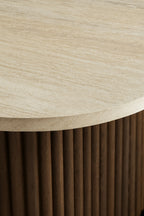Esther - Table Basse Carré - Effet Travertin - Noyer/Naturel