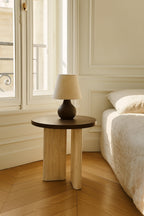 Amber - Meuble D'Appoint - Effet Travertin - Noyer