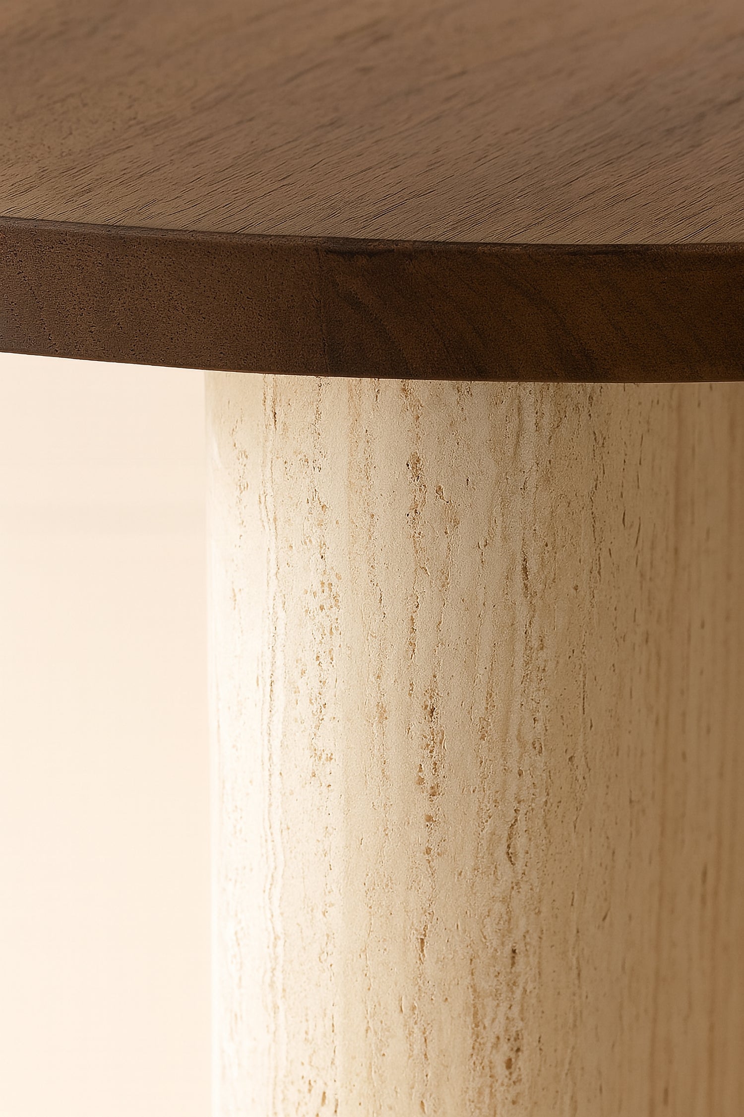 Amber - Meuble D'Appoint - Effet Travertin - Noyer