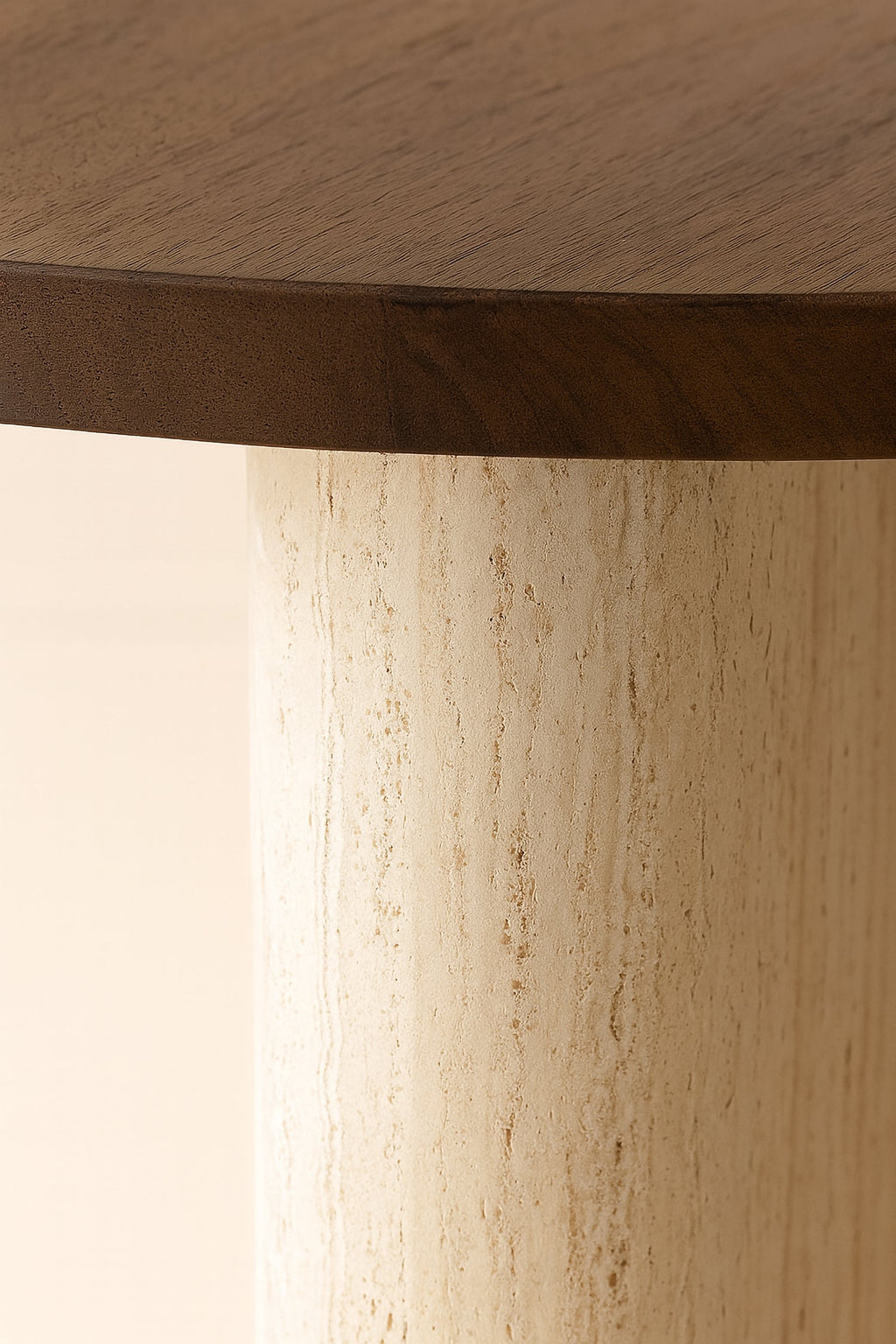 Amber - Meuble D'Appoint - Effet Travertin - Noyer