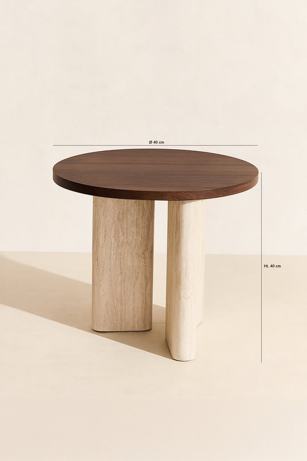 Amber - Meuble D'Appoint - Effet Travertin - Noyer