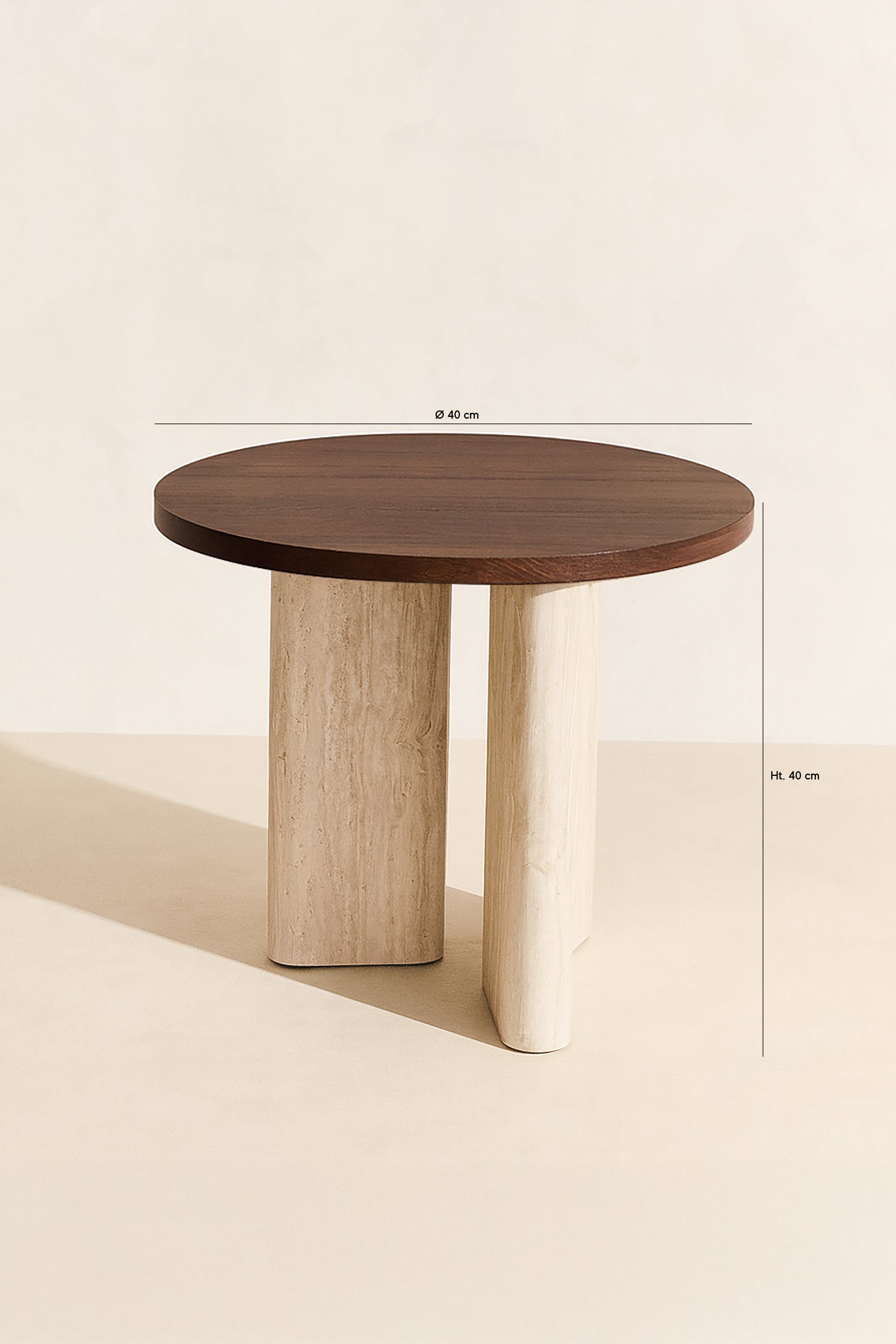 Amber - Meuble D'Appoint - Effet Travertin - Noyer