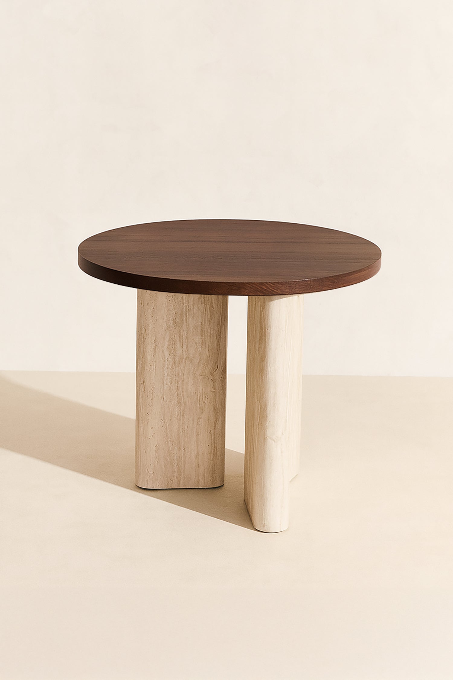 Amber - Meuble D'Appoint - Effet Travertin - Noyer