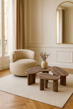 Charlie - Lot De 3 Tables Basses Organiques - Effet Noyer - Noyer
