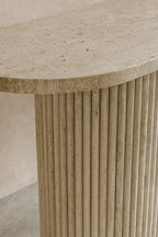 Inaya - Console Ovale - Effet Travertin - Naturel