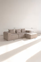 Cocoon - Canapé D'Angle Compressé - Velours Côtelé - Taupe