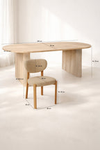 Suzie - Ens Table 220Cm - Effet Bois/Tissu - Beige/Naturel