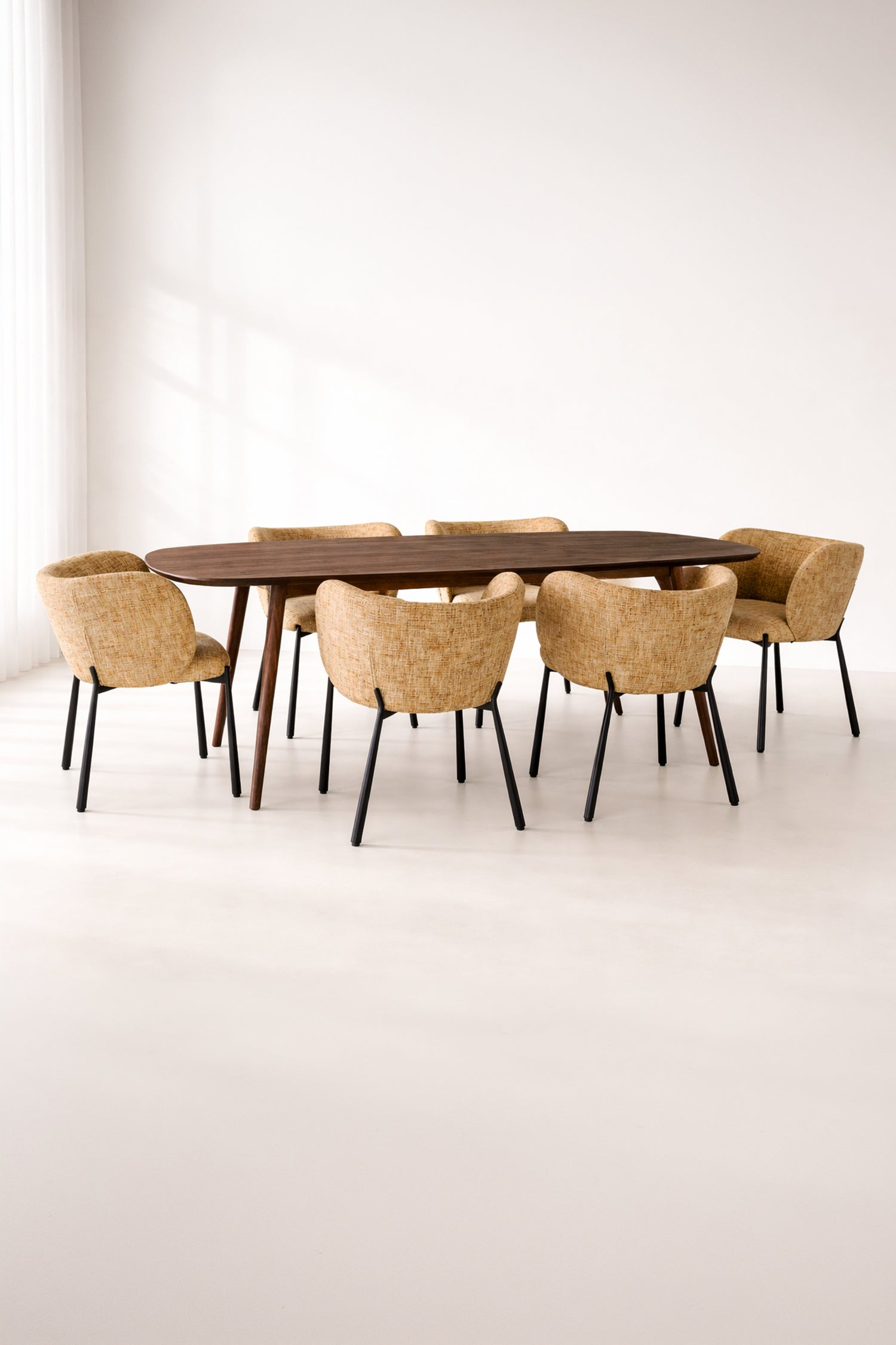 Suzan - Ensemble Table 200Cm - Tissu/Mdf - Ocre