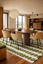 Suzan - Ensemble Table Ovale - Effet Noyer/Tissu/Bois - Noyer