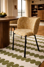 Suzan - Ensemble Table Ovale - Effet Noyer/Tissu/Bois - Noyer