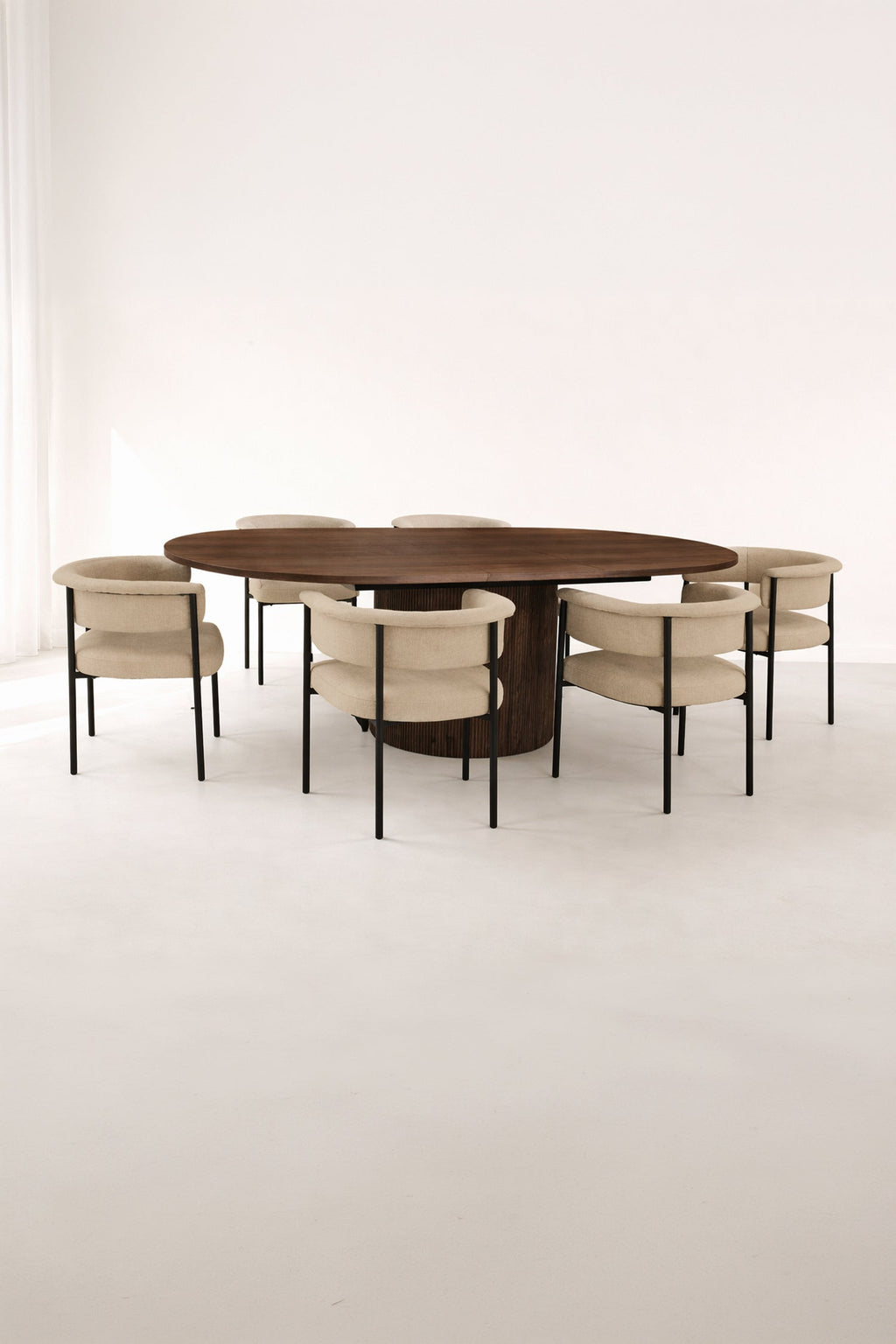 Colette - Ensemble Table Extensibl - Tissu/Mdf - Beige