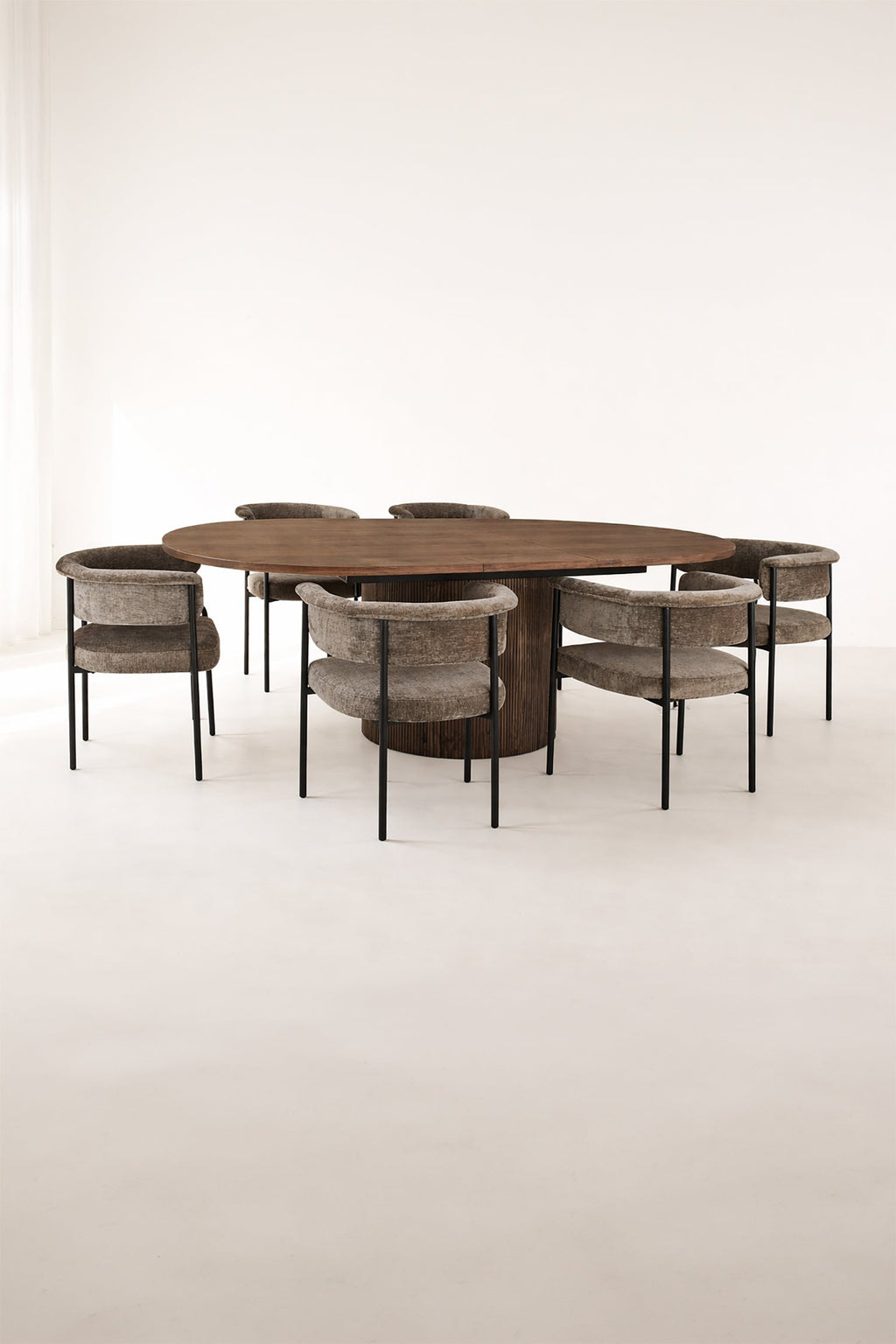 Colette - Ensemble Table Extensibl - Tissu/Mdf - Coffee