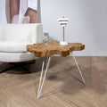 Table D'Appoint Kuta En Teck Et Pieds - Aluminium Blanc