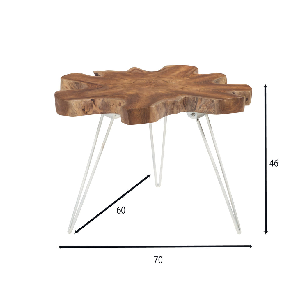 Table D'Appoint Kuta En Teck Et Pieds - Aluminium Blanc