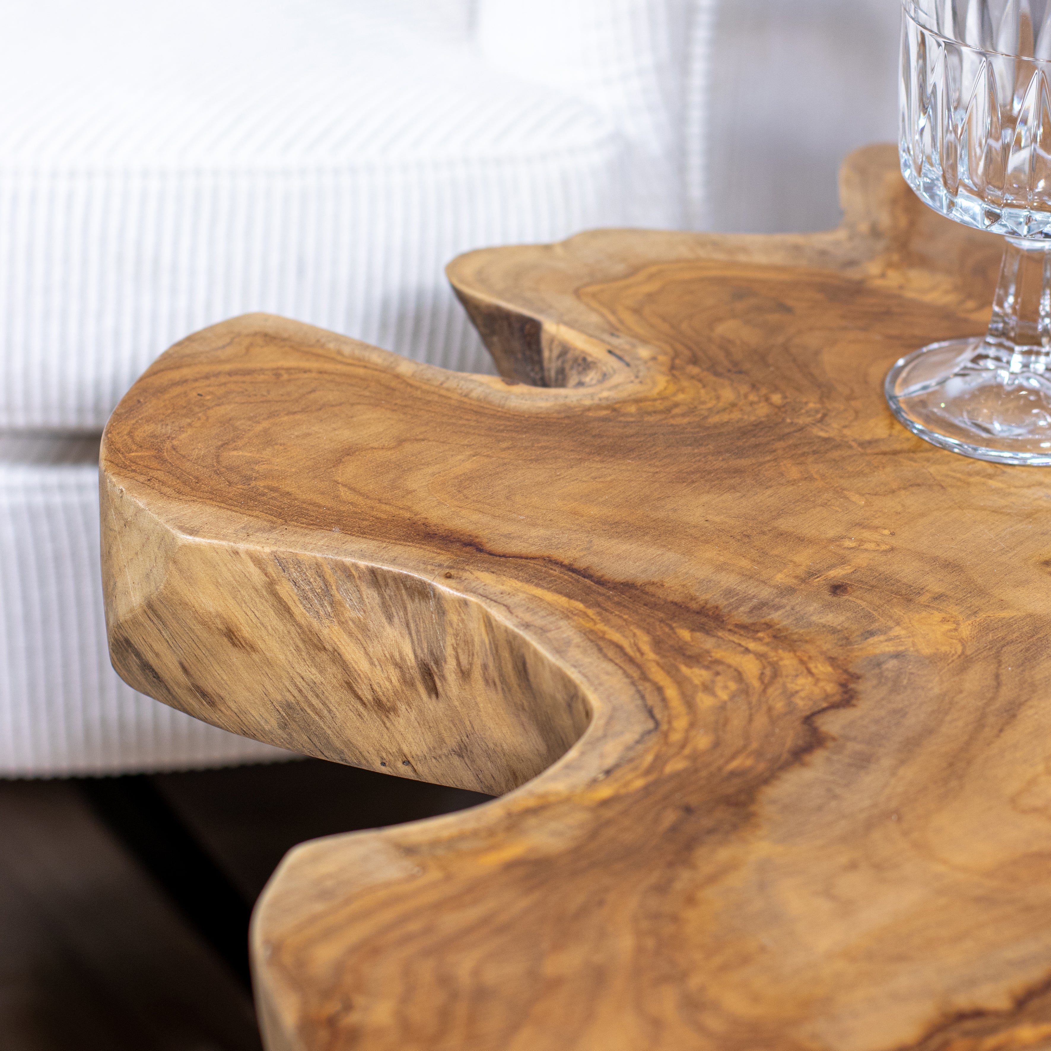 Table D'Appoint Kuta En Teck Et Pieds - Aluminium Blanc
